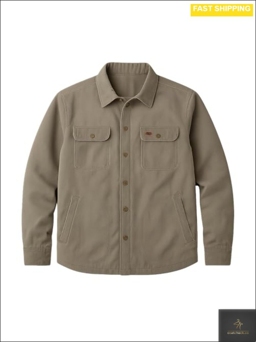 Wax-Like Cotton Shirt Jacket with Flannel Lining, Snap-Front, Insulated
